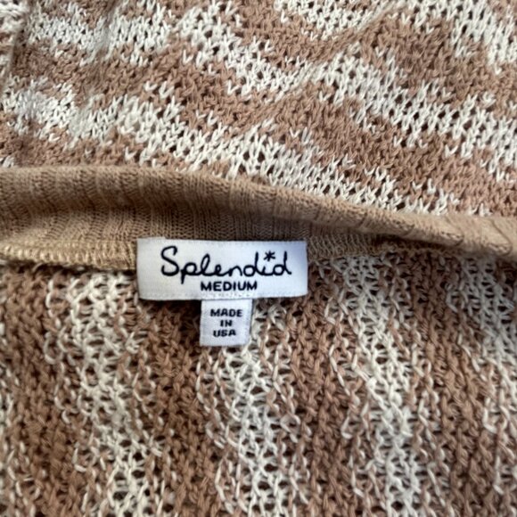 Splendid Womens Medium Brown Cream Striped Knitted Sweater Pullover Lightweight - Picture 3 of 8